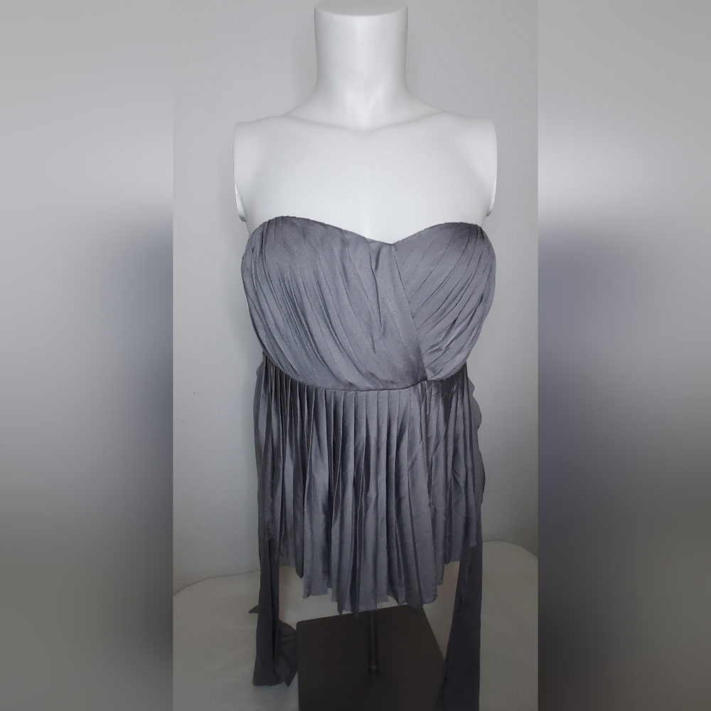 3.1 Phillip Lim Size M Gray Satin Bustier Blouse 100%silk - Picture 4 of 12